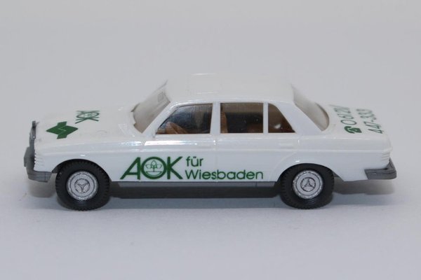 wr2180, Alter WIKING PKW Mercedes Benz 240 D W123 AOK Wiesbaden Werbemodell TOP 1/87 H0 nur 1984 GK
