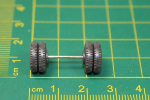ew632, Wiking 11mm Zwillingsbereifung mit Achse, 6-Loch-Felge, zweiteilig / Ersatzteil Achsen Räder