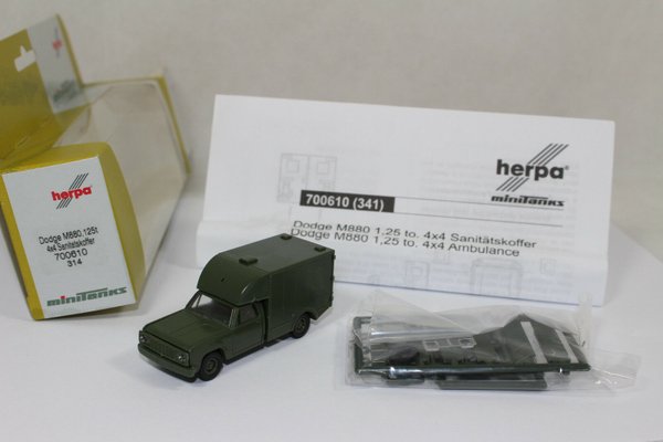 ht228, Roco / Herpa 700610 Dodge M880 1,25 to. 4x4 S.k. / Minitanks NEUWARE 1:87 H0