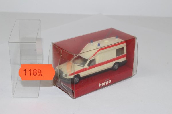 hg1189, Alter Herpa MB Mercedes Benz Miesen Bonna 124 Krankenwagen hell beige OVP 1:87 / H0