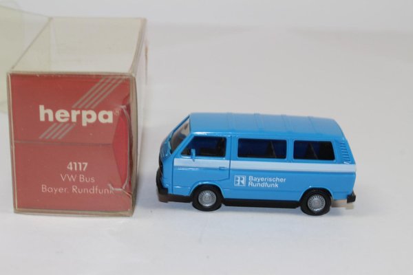 hg1194, Alter Herpa 4117 VW Volkswagen T3 Bus Bully Bayrischer Rundfunk OVP 1:87 / H0