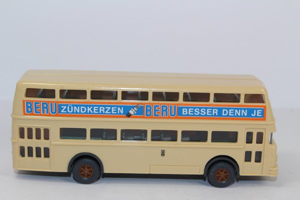bu4087, Alter WIKING BUS Berliner Doppeldecker Büssing D2U geschl. BVG BERU Werbemodell Neuw. OVP H0