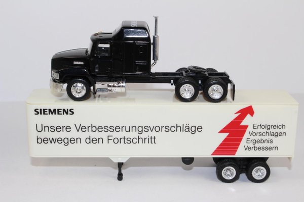 hg2006/3, Alter Herpa LKW Sattelzug MACK Siemens Unsere Verbesserungsv. Werbemodell Neuwertig 1:87