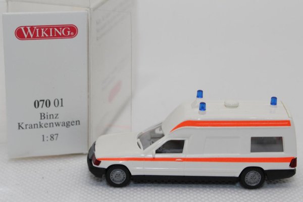 fw1216, Alter WIKING MB Mercedes Benz Binz Krankenwagen Rettungswagen RTW OVP 1:87 H0 Neuwertig