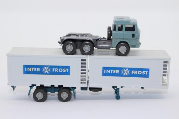 wr2228, Alter WIKING LKW Magirus 235 D Kühlcontainer Sattelzug Inter Frost TOP 1/87 70er CS 891/1