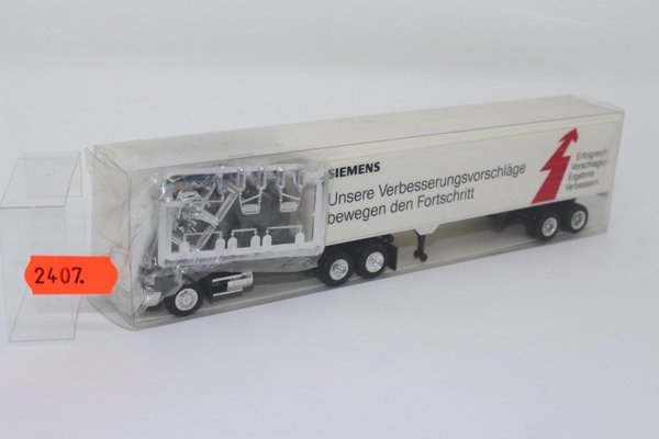 wr2407, Alter Herpa LKW Sattelzug MACK Siemens Unsere Verbesserungsvorschläge Werbemodell Neuwertig